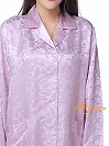 パジャマレディース絹100％紫色ジャガード花柄
