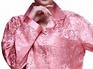 パジャマレディース絹100％ジャガード花柄 ローズピンク